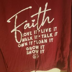 Burgundy Faith Sweater with hoodie